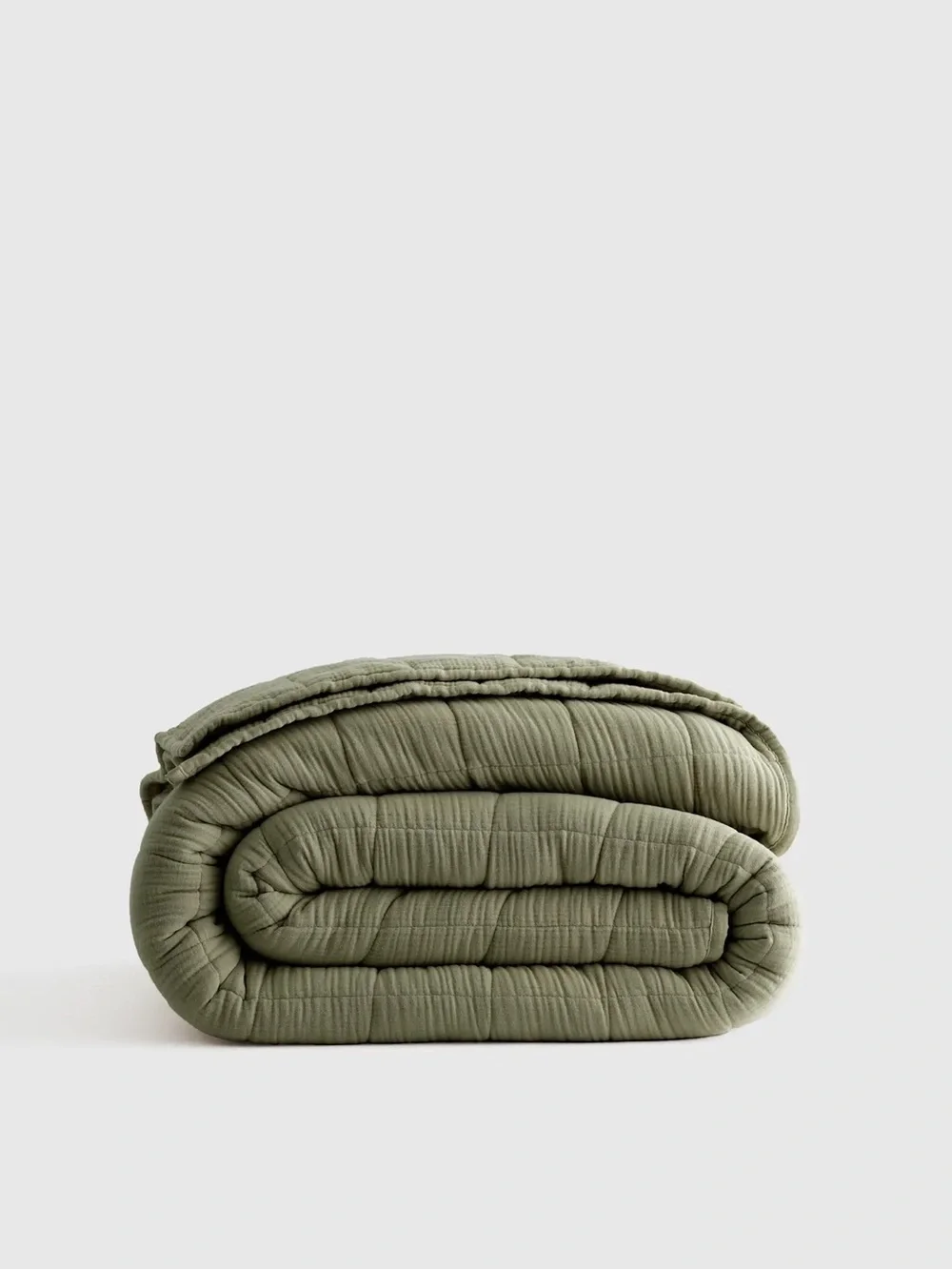 NWT QUINCE Organic Cotton Gauze Box Quilt Full/Queen Olive 6593